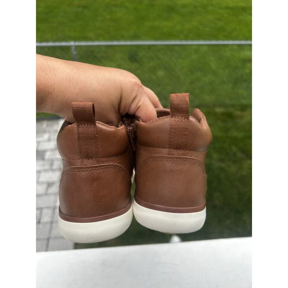 Wonder Nation Kids Size 4 Brown High Top Sneakers Lace Up Side Zip